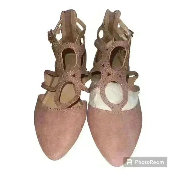 Lauren Conrad Mauve Strappy Pointed Toe Flat Shoes, Size 9 - Picture 1 of 5